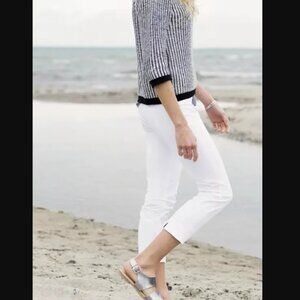 Rafaello Rossi 6/8 Penny Pants Sz 42 / 12 Solid White Cropped Stretch Flat Front